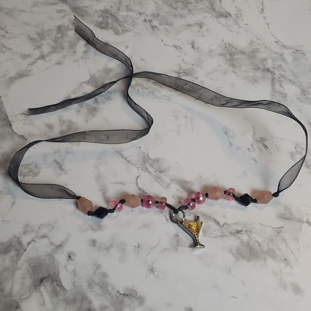 Vintage Y2K Martini Ribbon Necklace